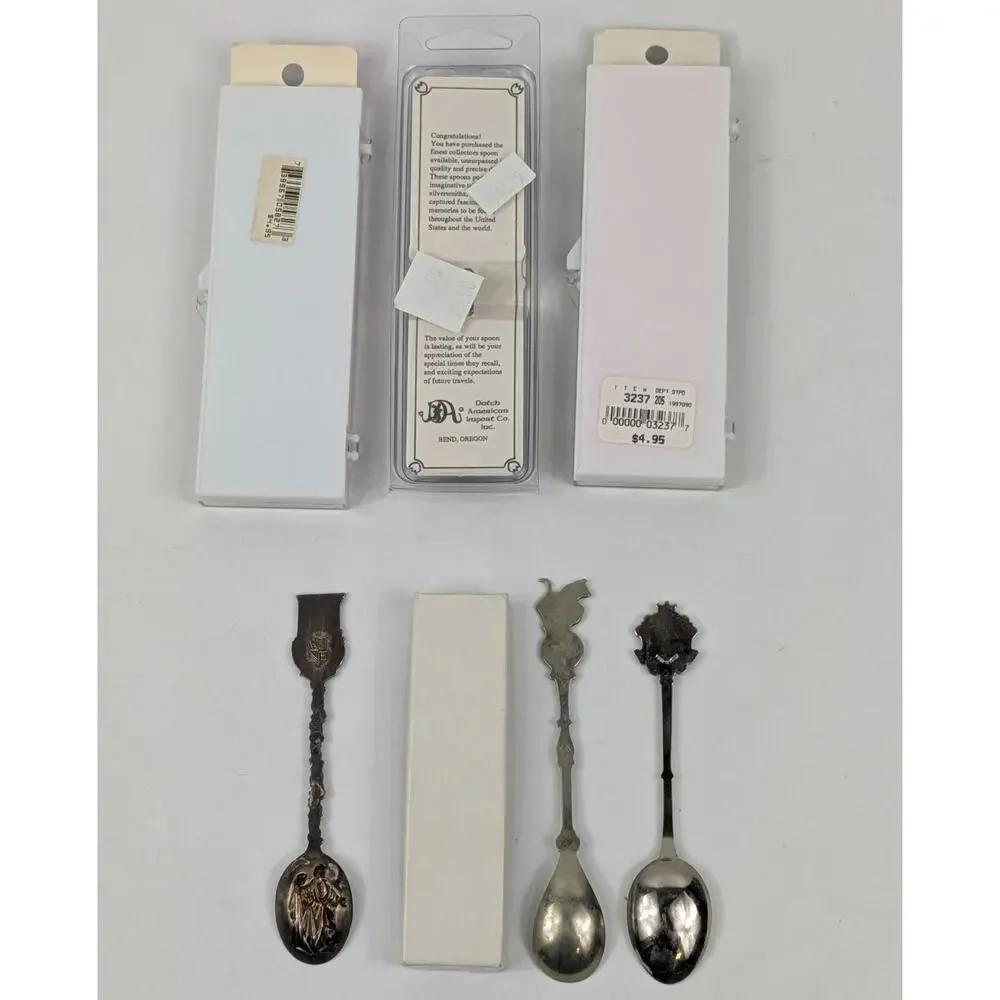 Lot 7 Vtg Souvenir Spoons NASA Space Zodiac Christmas Holiday Cruise EPNS Italy